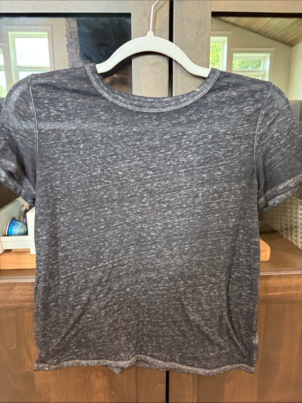 American Eagle Outfitters Charcoal Marled Crew Tee